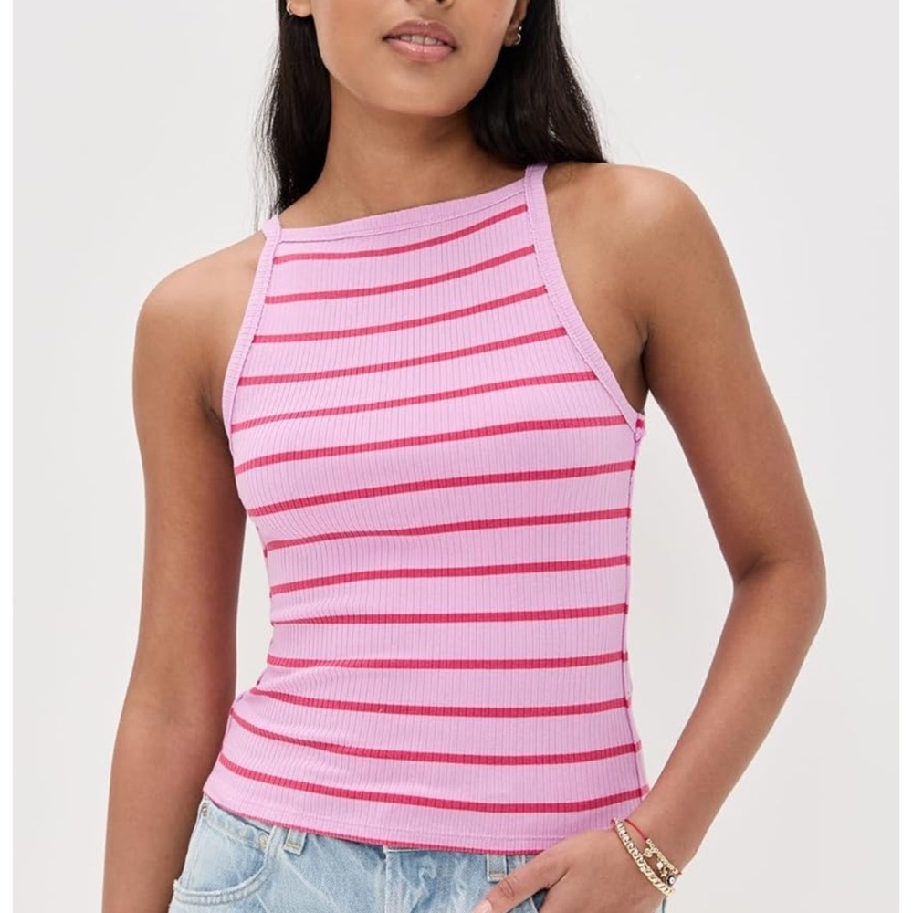 We The Free Pink Striped Tank